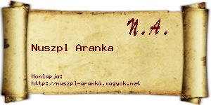 Nuszpl Aranka névjegykártya